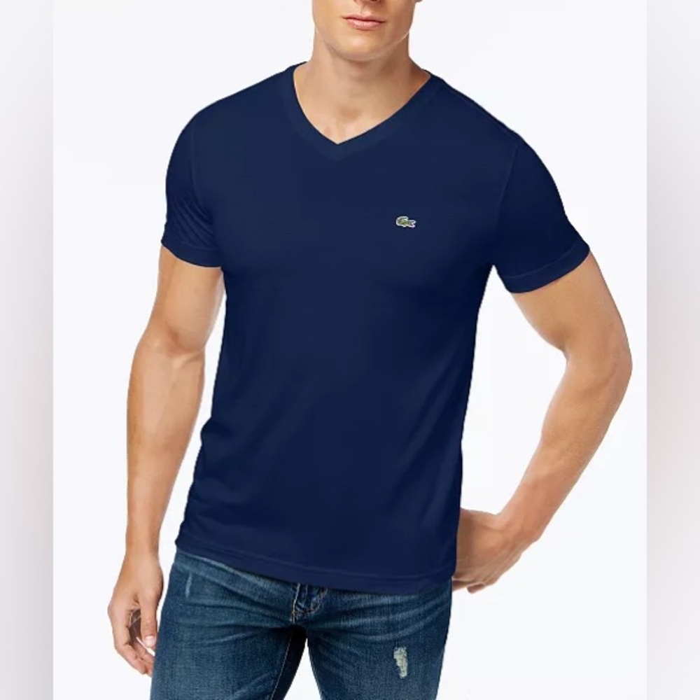 NWOT !! LACOSTE 🐊 Men’s Classic V-Neck Soft Pima Cotton Tee Shirt